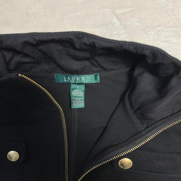 Lauren Ralph Lauren Full Zip Sweater Womens Large Gold Snaps Jacket Cardigan - Picture 2 of 8